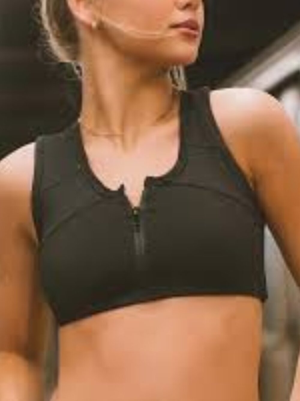 FIVE Retro Zip Sports Bra Black Size M
